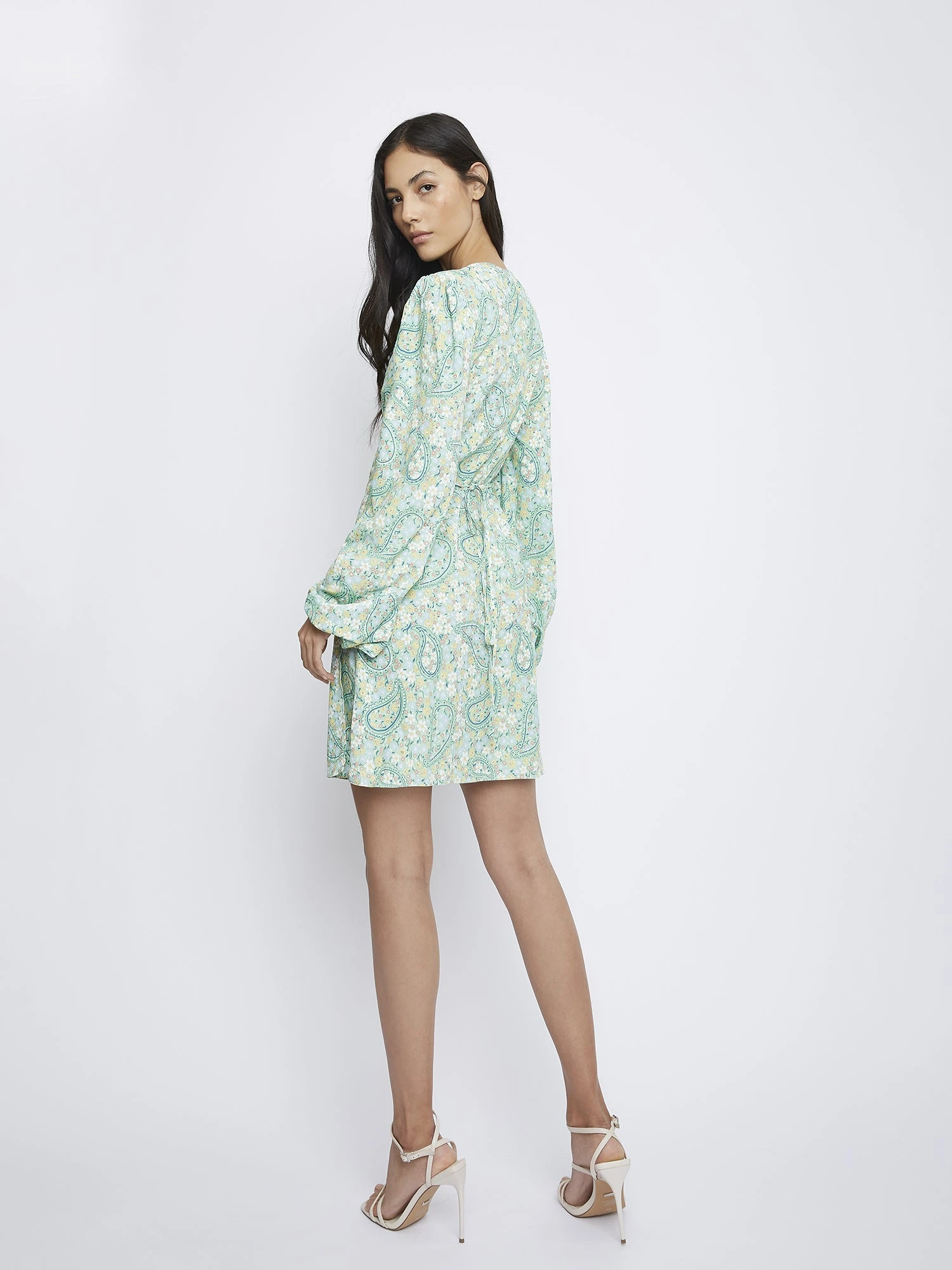 Glamorous Green Paisley Wrap Dress 3 Glamorous Green Paisley Wrap Dress - Image 3