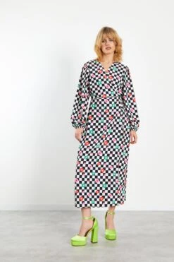 Glamorous Checkboard Flower Long Sleeve Wrap Midi Dress 6 Glamorous Checkboard Flower Long Sleeve Wrap Midi Dress -Cheap Softly Dressed Store CK5516 CZ55 03