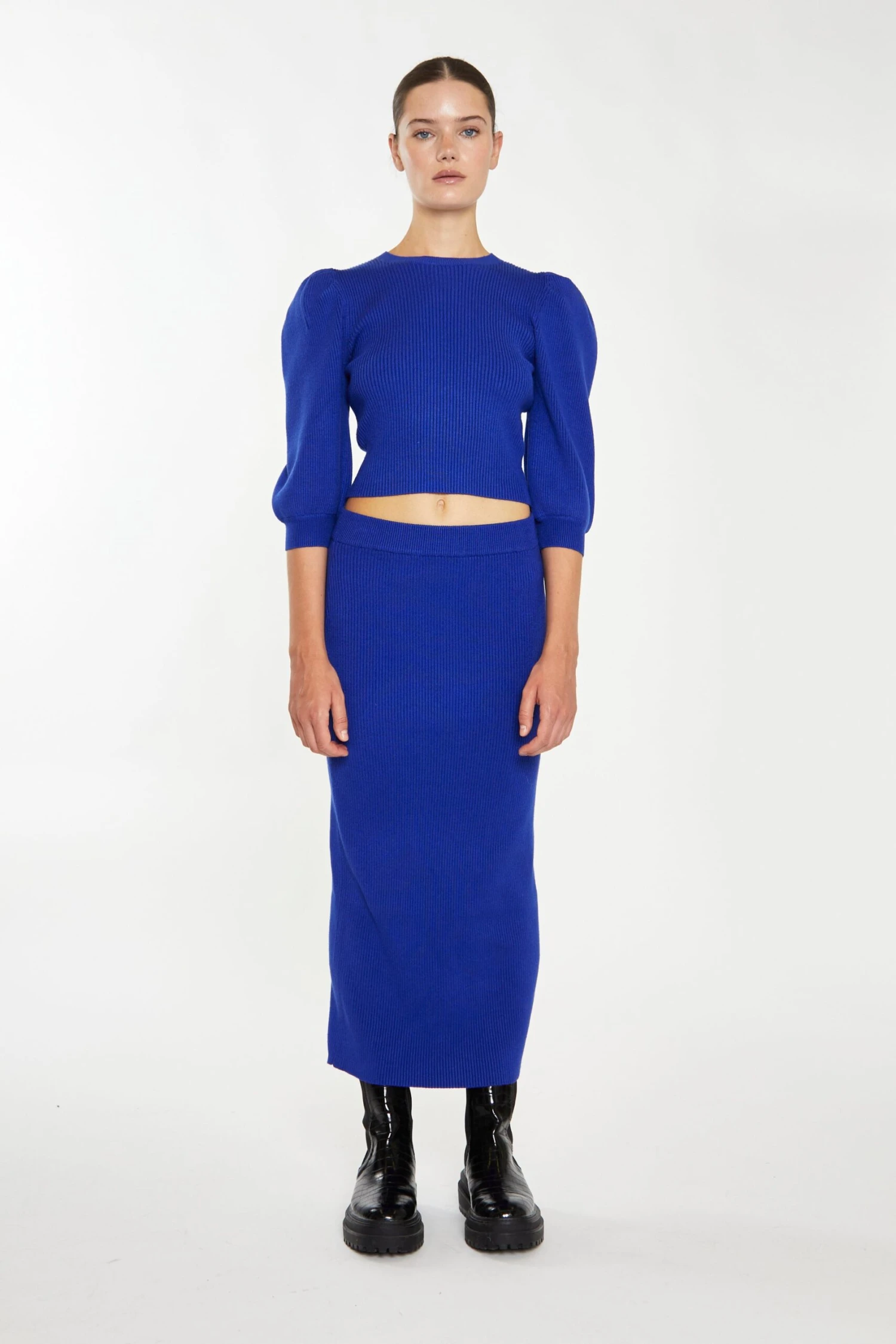 Glamorous Royal Blue Knitted Midi Skirt 1 Glamorous Royal Blue Knitted Midi Skirt