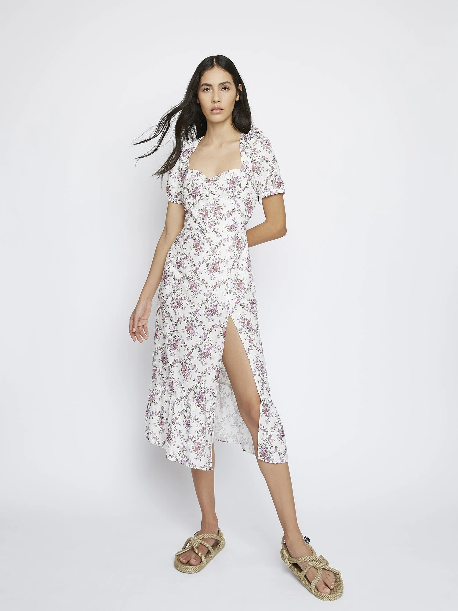 Glamorous Romantic Floral Side Split Midi Dress 1 Glamorous Romantic Floral Side Split Midi Dress
