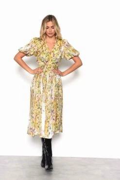Glamorous Smudgy Floral Belted Midi Dress With Statement Collar And Sleeves 5 Glamorous Smudgy Floral Belted Midi Dress With Statement Collar And Sleeves -Cheap Softly Dressed Store CK6256 CQ30 03