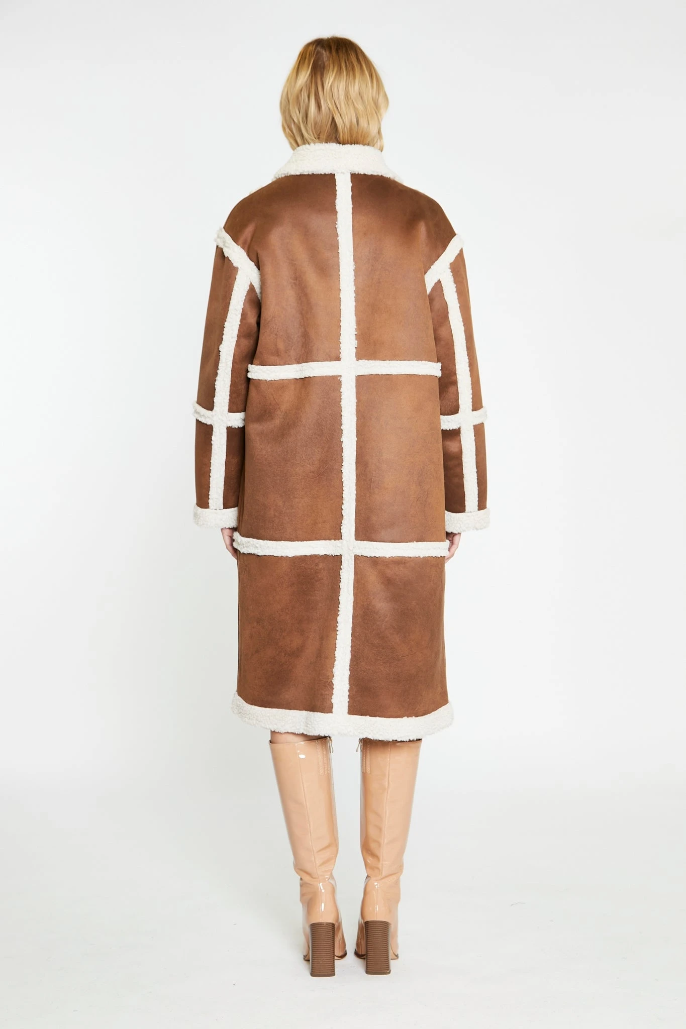 Glamorous Tan-Cream Shearling Midi-Coat 2 Glamorous Tan-Cream Shearling Midi-Coat - Image 2