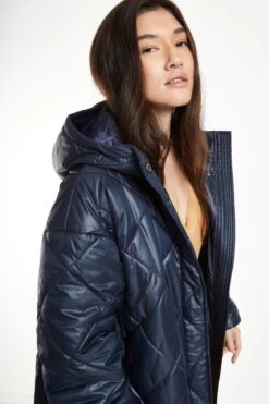 Glamorous Black Longline Puffer Coat With Hood -Cheap Softly Dressed Store CK6752 BK 01