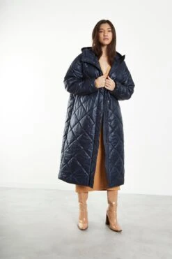 Glamorous Black Longline Puffer Coat With Hood -Cheap Softly Dressed Store CK6752 BK 04