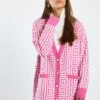 Glamorous Pink Geo Oversized Knitted Cardigan