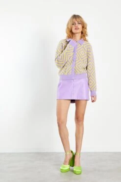 Glamorous Lilac Yellow Diamond Geo Intarsia Knit Collard Cardigan 6 Glamorous Lilac Yellow Diamond Geo Intarsia Knit Collard Cardigan -Cheap Softly Dressed Store CK6772 CZ71 03