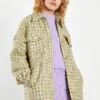 Glamorous Yellow Grey Check Tweed Oversized Shacket