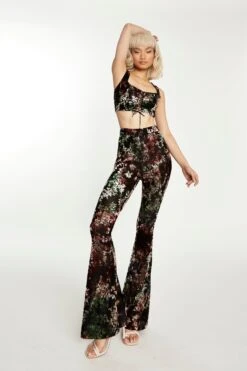 Glamorous Black Multi Devore Lace-up Corset Crop Top 6 Glamorous Black Multi Devore Lace-up Corset Crop Top -Cheap Softly Dressed Store CK6880 DD42 03