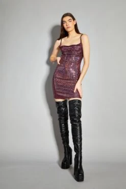 Glamorous Pink Holographic Cowl Neck Mini Dress 6 Glamorous Pink Holographic Cowl Neck Mini Dress -Cheap Softly Dressed Store CK6889 DC72 03