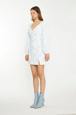 Glamorous Blue Wallpaper Floral Split-Front Mini-Skirt -Cheap Softly Dressed Store CK6921 DE84 03