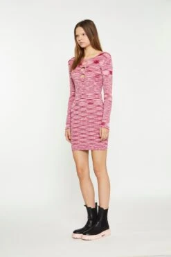 Glamorous Red Pink Space Dye Cut-Out Knit Mini-Dress 7 Glamorous Red Pink Space Dye Cut-Out Knit Mini-Dress -Cheap Softly Dressed Store CK6930 DF14 03