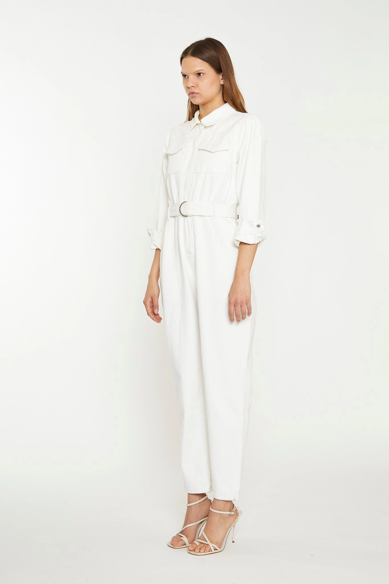 Glamorous Off White Belted Denim Jumpsuit 3 Glamorous Off White Belted Denim Jumpsuit - Image 3