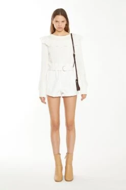 Glamorous Off White Paper-Bag Belted Shorts