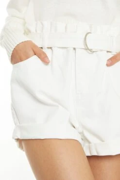 Glamorous Off White Paper-Bag Belted Shorts -Cheap Softly Dressed Store CK6957 A11 04