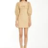 Glamorous Beige Sand Puff Sleeve Mini-Dress