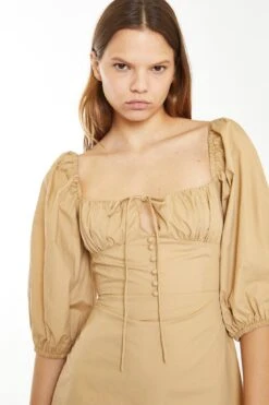 Glamorous Beige Sand Puff Sleeve Mini-Dress -Cheap Softly Dressed Store CK6962 DF27 04