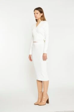 Glamorous Off White Rib Knit Wrap-Top -Cheap Softly Dressed Store CK6968 A11 03