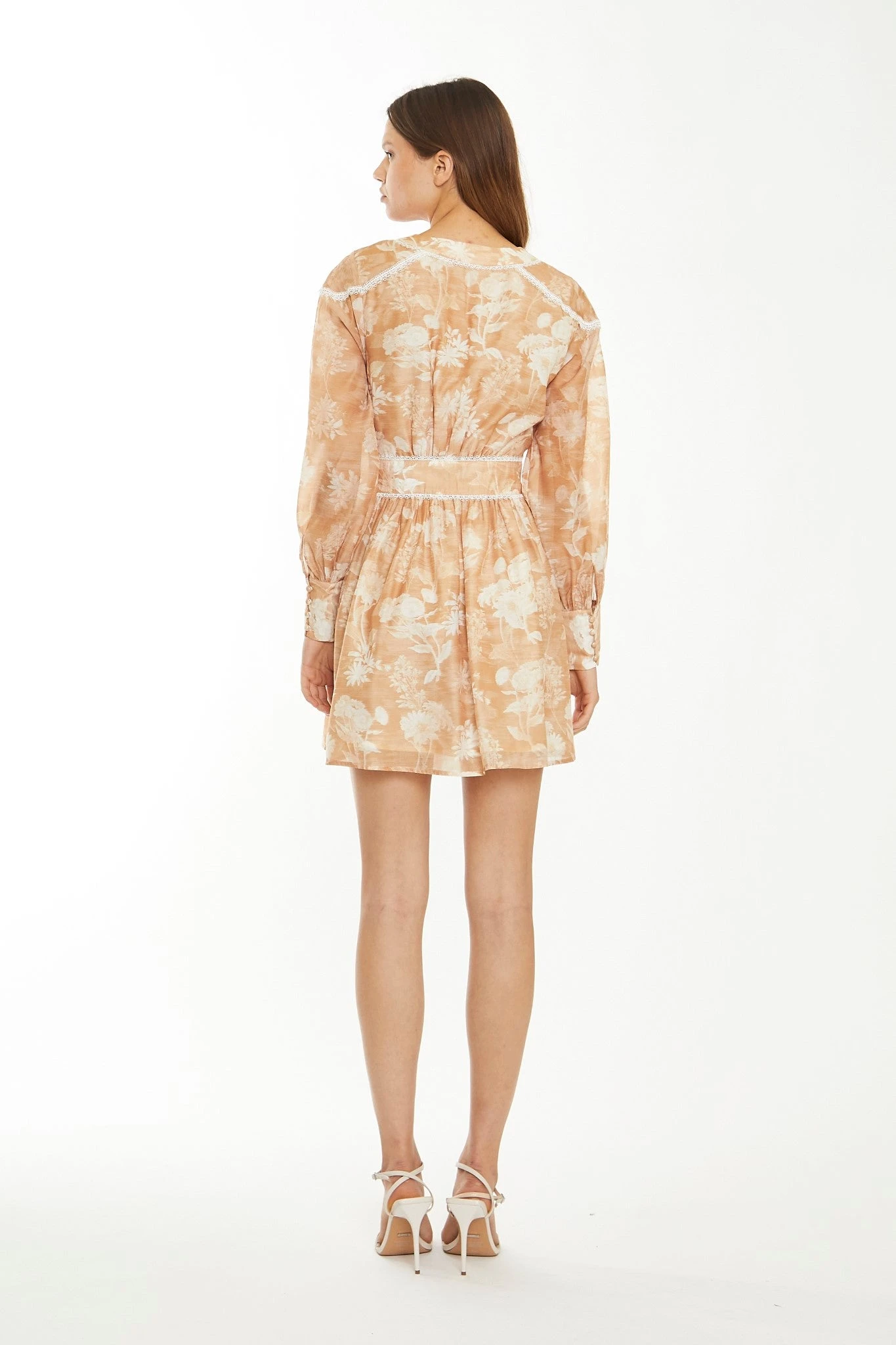 Glamorous Tan White Floral Button-Through Mini-Dress 2 Glamorous Tan White Floral Button-Through Mini-Dress - Image 2