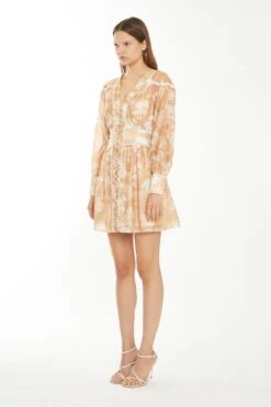 Glamorous Tan White Floral Button-Through Mini-Dress 6 Glamorous Tan White Floral Button-Through Mini-Dress -Cheap Softly Dressed Store CK6969 DF23 03