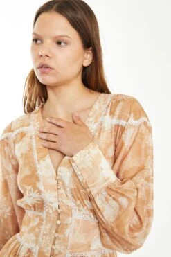 Glamorous Tan White Floral Button-Through Mini-Dress 7 Glamorous Tan White Floral Button-Through Mini-Dress -Cheap Softly Dressed Store CK6969 DF23 04