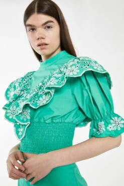 Glamorous Green Broderie Ruffle Crop Top -Cheap Softly Dressed Store CK6987 DF10 04