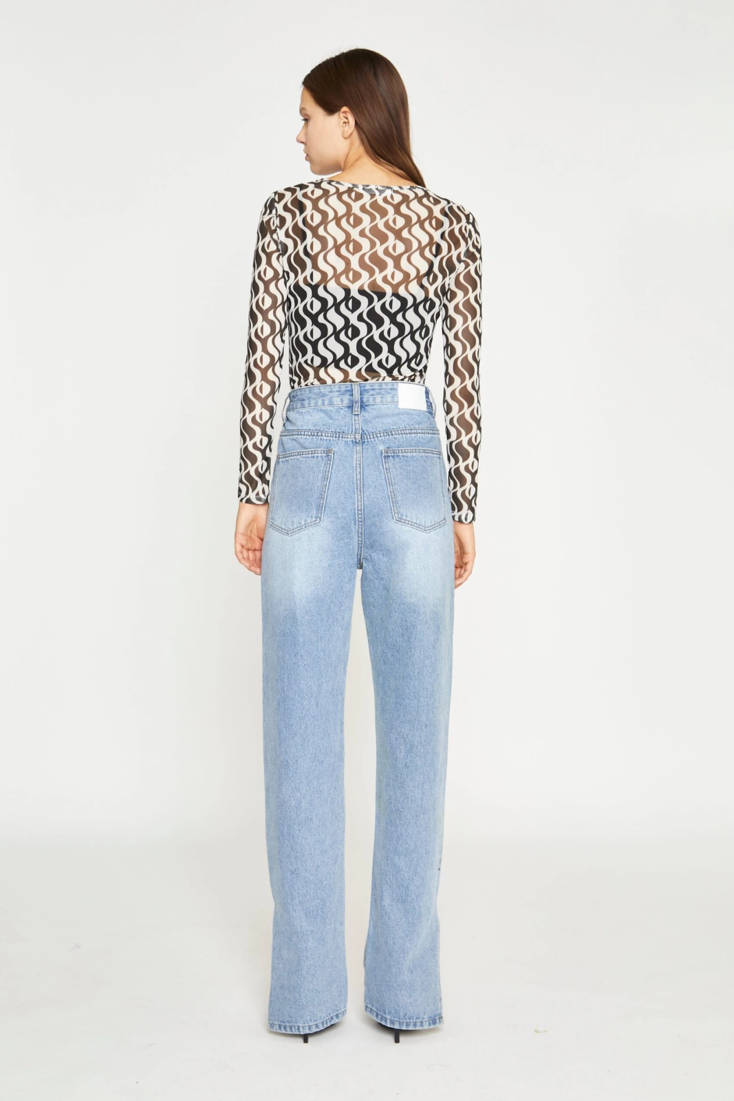 Glamorous Wavy Mono Mesh Long Sleeve Bodysuit 2 Glamorous Wavy Mono Mesh Long Sleeve Bodysuit - Image 2