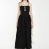 Glamorous Black Lace-Up Bodice Maxi Dress