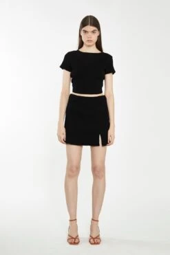 Glamorous Black Rib Open-Back Crop Top