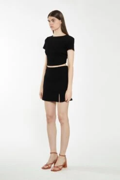 Glamorous Black Rib Open-Back Crop Top -Cheap Softly Dressed Store CK7011 U71 03