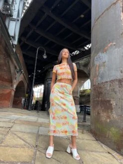 Glamorous Multicolour Floral Mid-Rise Midaxi-skirt