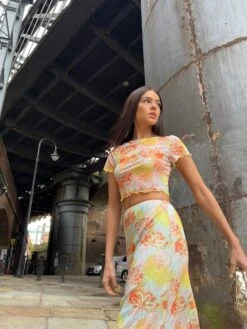 Glamorous Multicolour Floral Mid-Rise Midaxi-skirt -Cheap Softly Dressed Store CK7107 DL29 04