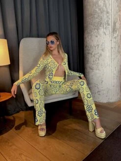 Glamorous Blue Yellow Intarsia Knit Chain Fastened Top 6 Glamorous Blue Yellow Intarsia Knit Chain Fastened Top -Cheap Softly Dressed Store CK7138 DI53 03