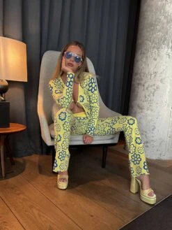 Glamorous Blue Yellow Intarsia Knit Chain Fastened Top 7 Glamorous Blue Yellow Intarsia Knit Chain Fastened Top -Cheap Softly Dressed Store CK7138 DI53 04