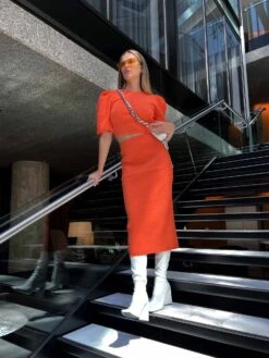 Glamorous Mandarin Orange Low Waisted Midaxi Skirt -Cheap Softly Dressed Store CK7148 CX28 01