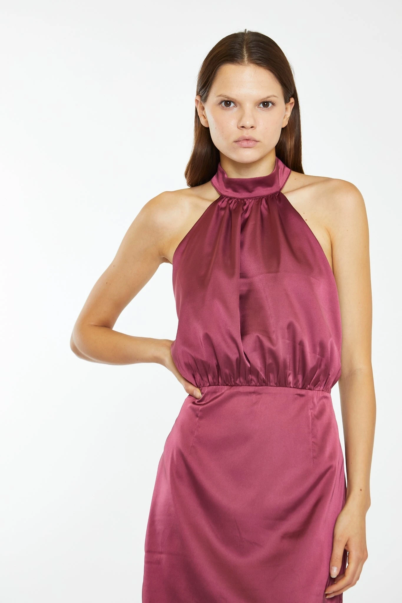 Glamorous Dark-Raspberry Satin Diamante Strap Mini-Dress 3 Glamorous Dark-Raspberry Satin Diamante Strap Mini-Dress - Image 3
