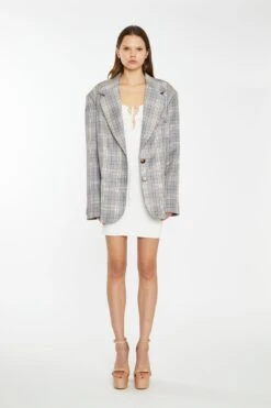 Glamorous Brown Multi-Check Oversized Blazer