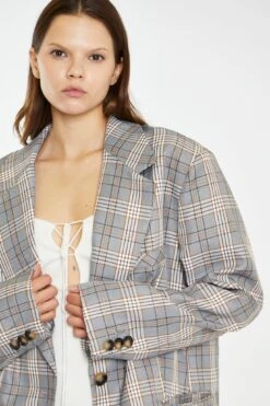 Glamorous Brown Multi-Check Oversized Blazer -Cheap Softly Dressed Store CK7181A CD86 04