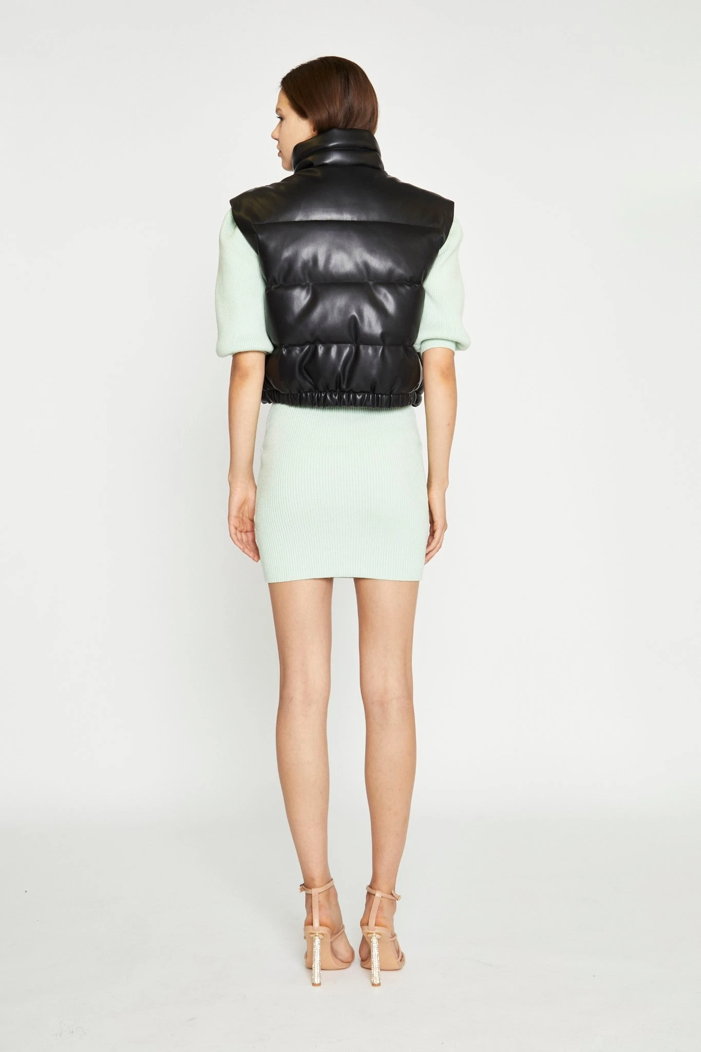 Glamorous Black Pu Puffer Gilet 2 Glamorous Black Pu Puffer Gilet - Image 2