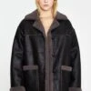 Glamorous Black Dark-Grey Oversized Shearling Coat