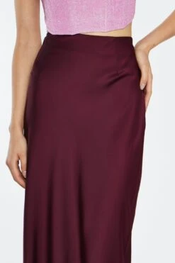 Glamorous Deep-Burgundy Satin Side-Split Maxi-Skirt 6 Glamorous Deep-Burgundy Satin Side-Split Maxi-Skirt -Cheap Softly Dressed Store CK7229 DL47 04