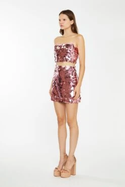 Glamorous Rose Large-Sequin Mini-Skirt -Cheap Softly Dressed Store CK7231 DK40 03