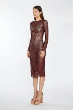 Glamorous Cabernet Mesh-Sequin Long-Sleeve Midi-Dress 7 Glamorous Cabernet Mesh-Sequin Long-Sleeve Midi-Dress -Cheap Softly Dressed Store CK7237 DJ93 03