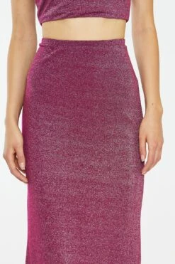 Glamorous Red-Plum Glitter Straight Maxi-Skirt -Cheap Softly Dressed Store CK7257 DK39 04