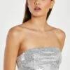 Glamorous Silver-Sequim Bandeau Crop-Top