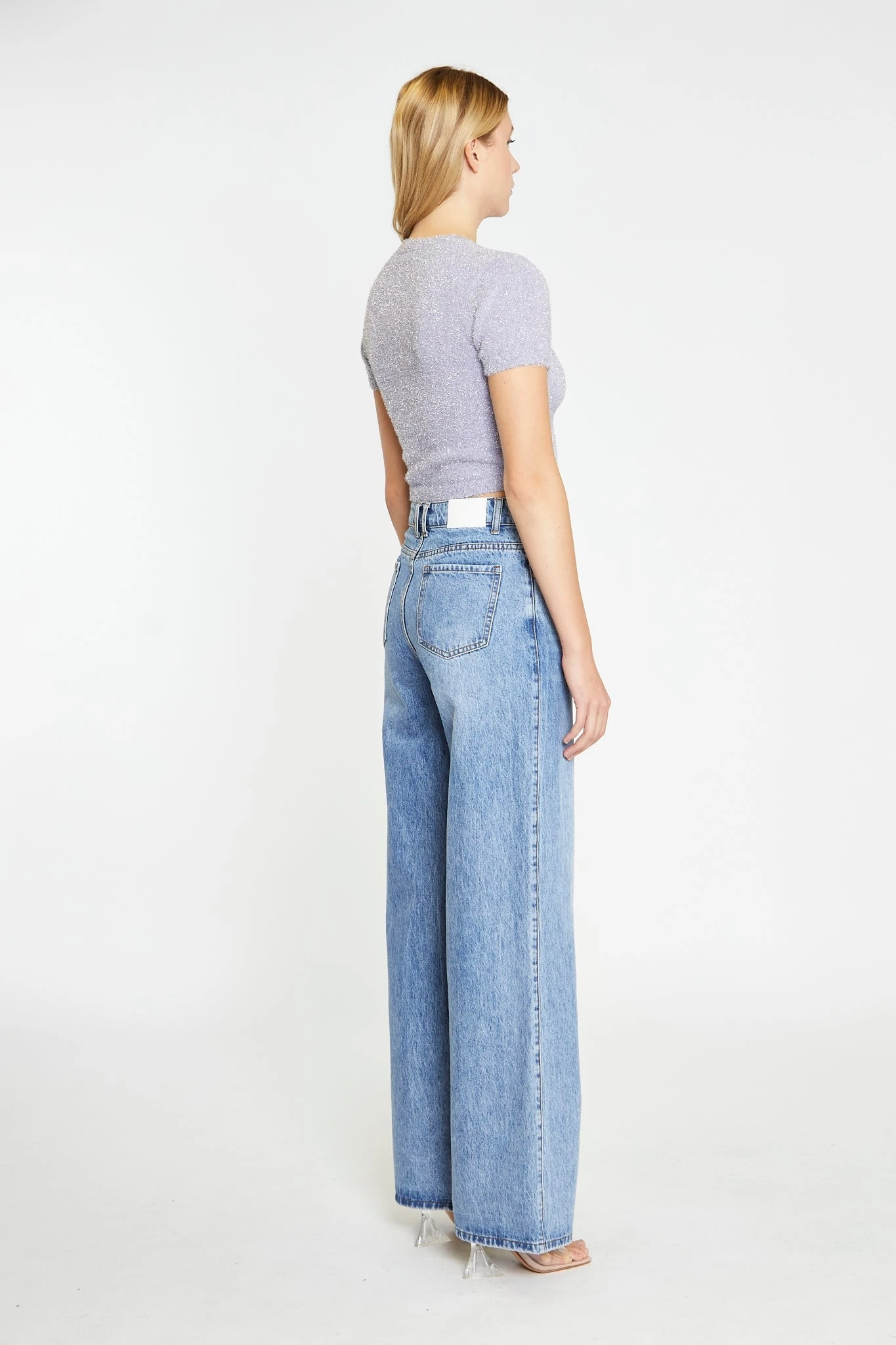 Glamorous Lilac-Glitter Short-Sleeve Knitted Top 4 Glamorous Lilac-Glitter Short-Sleeve Knitted Top - Image 4