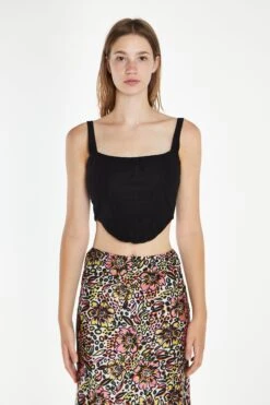 Glamorous Black Mesh Lace-Up Corset Top