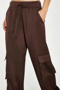 Glamorous Brown-Satin Cargo Trousers -Cheap Softly Dressed Store CK7326 CA53 04