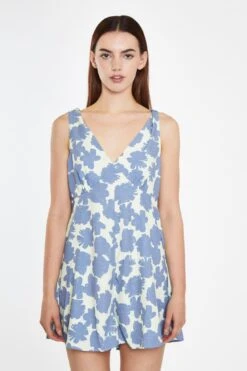 Glamorous Blue-Green Floral V-Neck Loose-Fit Playsuit