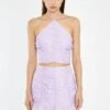Glamorous Light-Violet Asymmetric Ruched Mini-Skirt