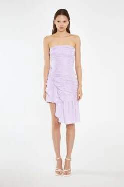 Glamorous Light-Violet Strapless Asymmetric Ruched Mini-Dress -Cheap Softly Dressed Store CK7397 DO62 03